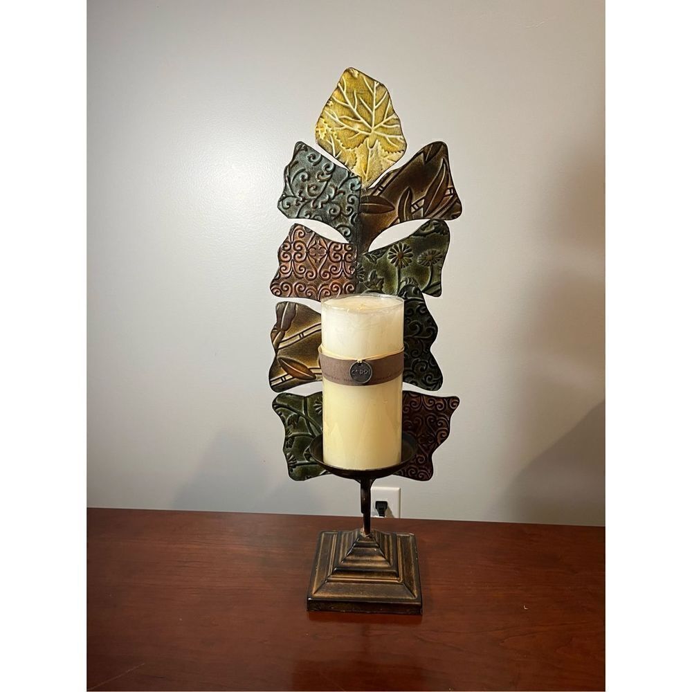 Elegant Metal Leaf Candle Holder